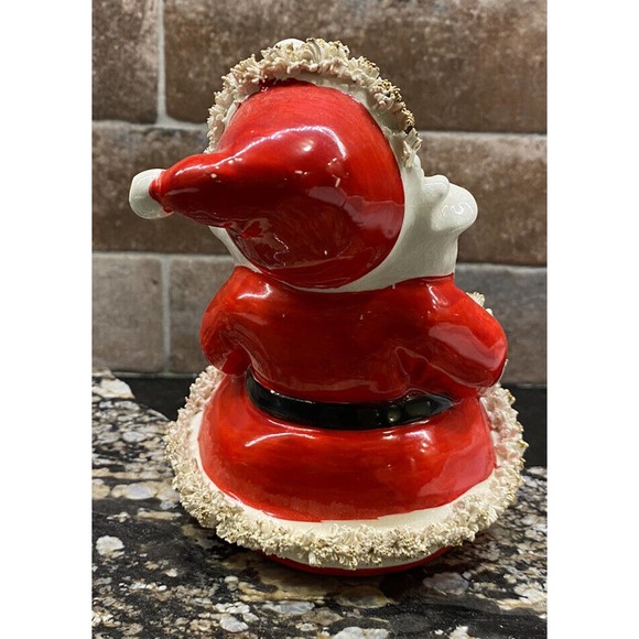 Vtg Lefton Spaghetti Trim Shelf Sitter Santa Clause 1950's 8" Ceramic Japan - Picture 10 of 12